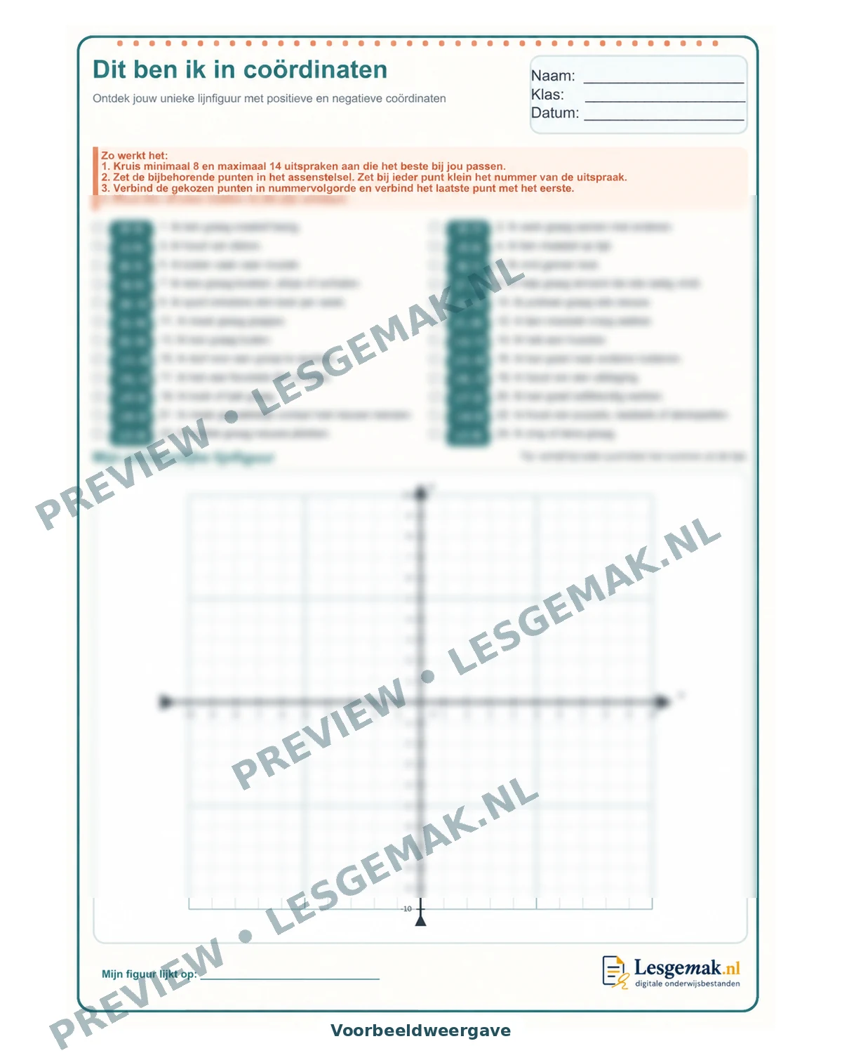 Voorbeeld van Dit ben ik in coördinaten
