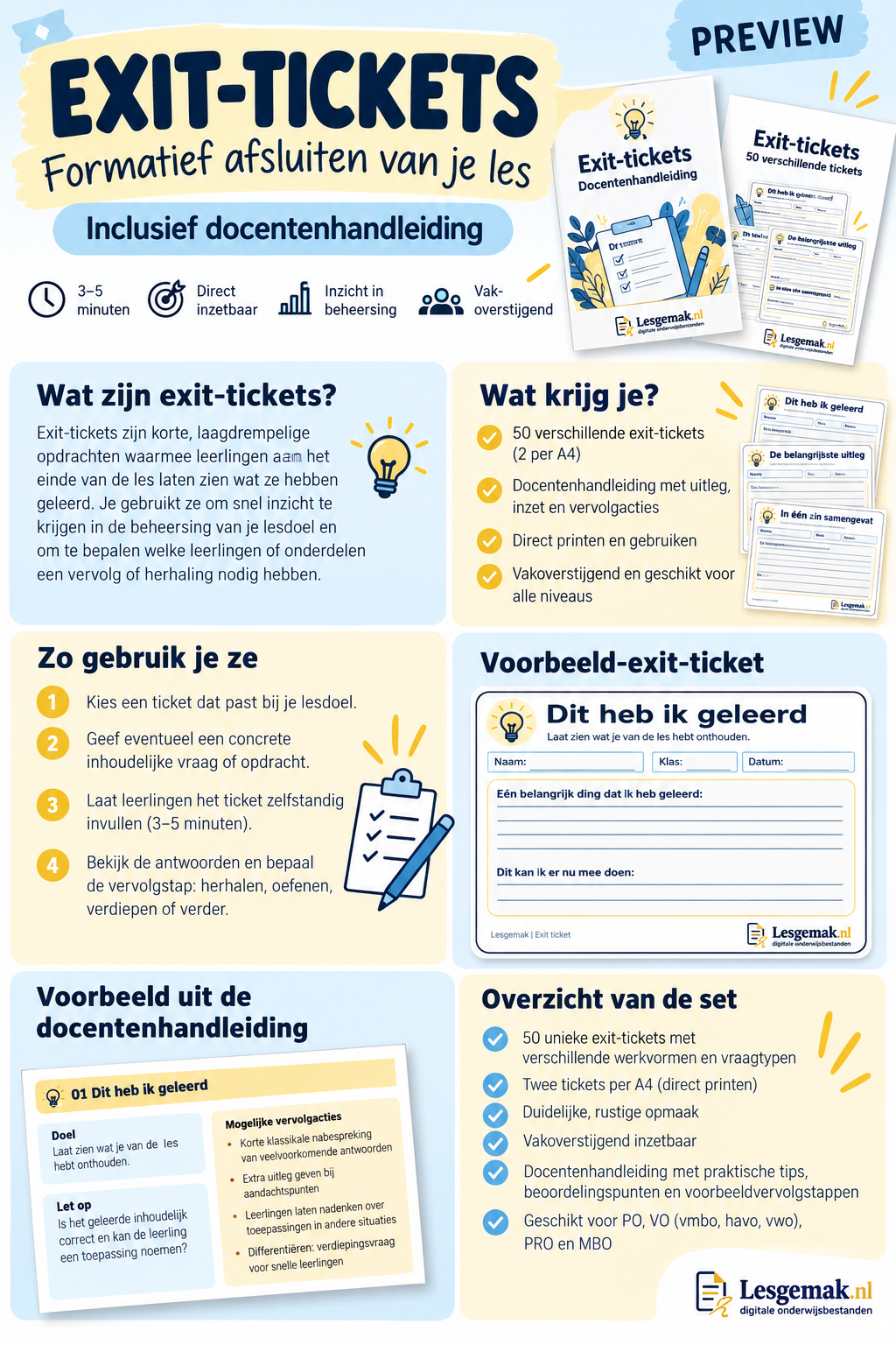 Voorbeeld van Exit-tickets – formatief afsluiten van je les